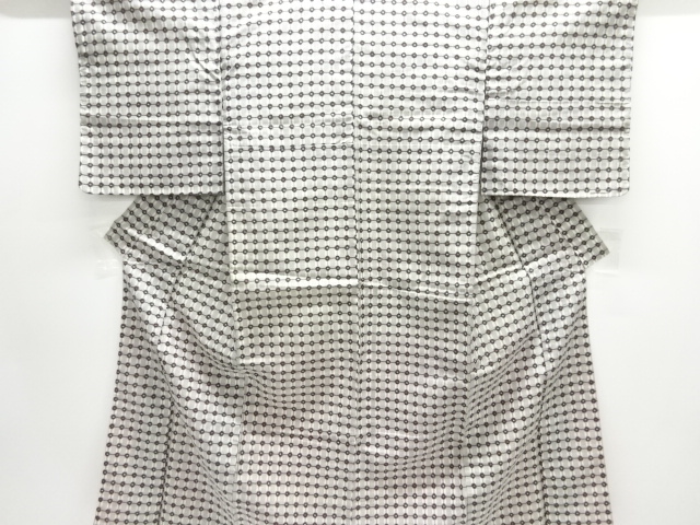 JAPANESE KIMONO / ANTIQUE OMESHI / TAISHO ROMAN STYLE / SILK / MEISEN / WOVEN GRID